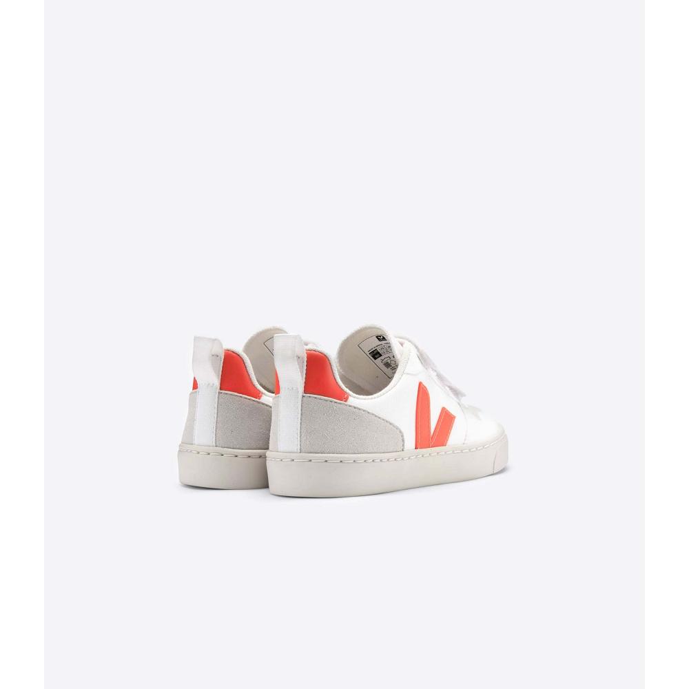 White/Orange Kids' Veja V-10 CWL Sneakers | AU 858DFM